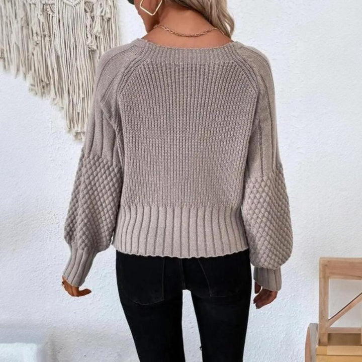 Mune | Women's Knitted Cardigan with Button Closure and Balloon Sleeves