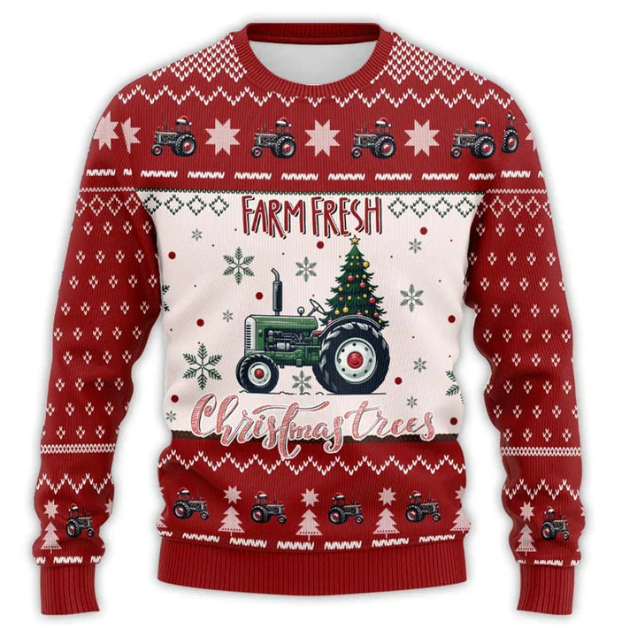 Mune | Christmas sweater with tractor print - Comfortable & festive men's cotton sweater