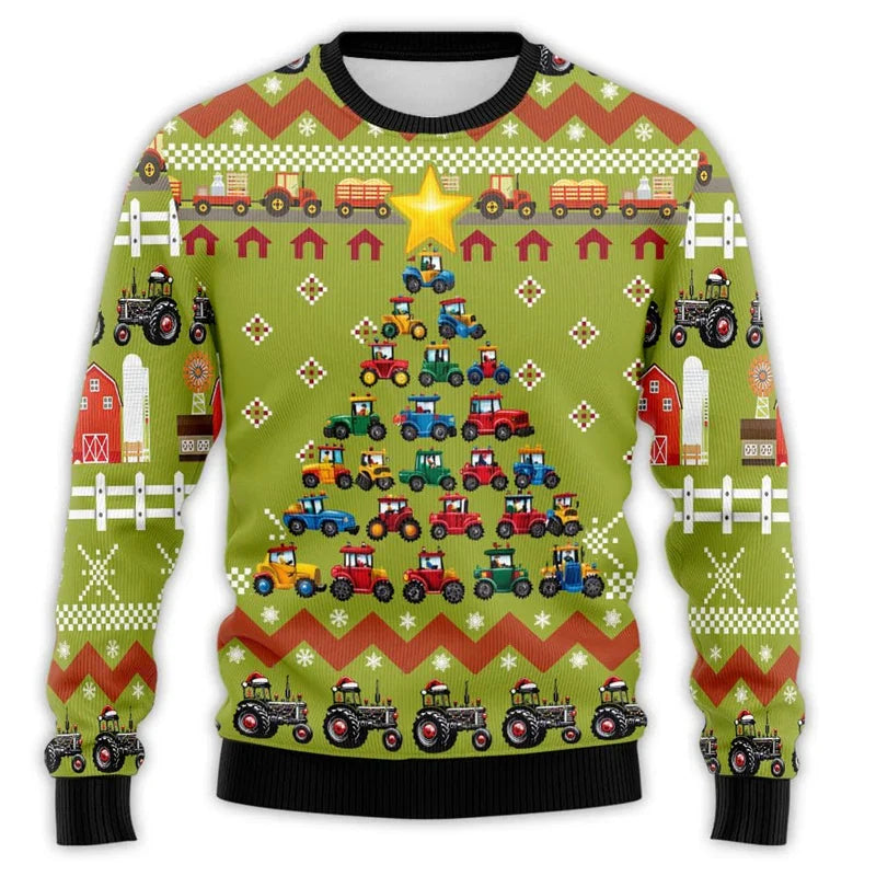 Mune | Christmas sweater with tractor print - Comfortable & festive men's cotton sweater