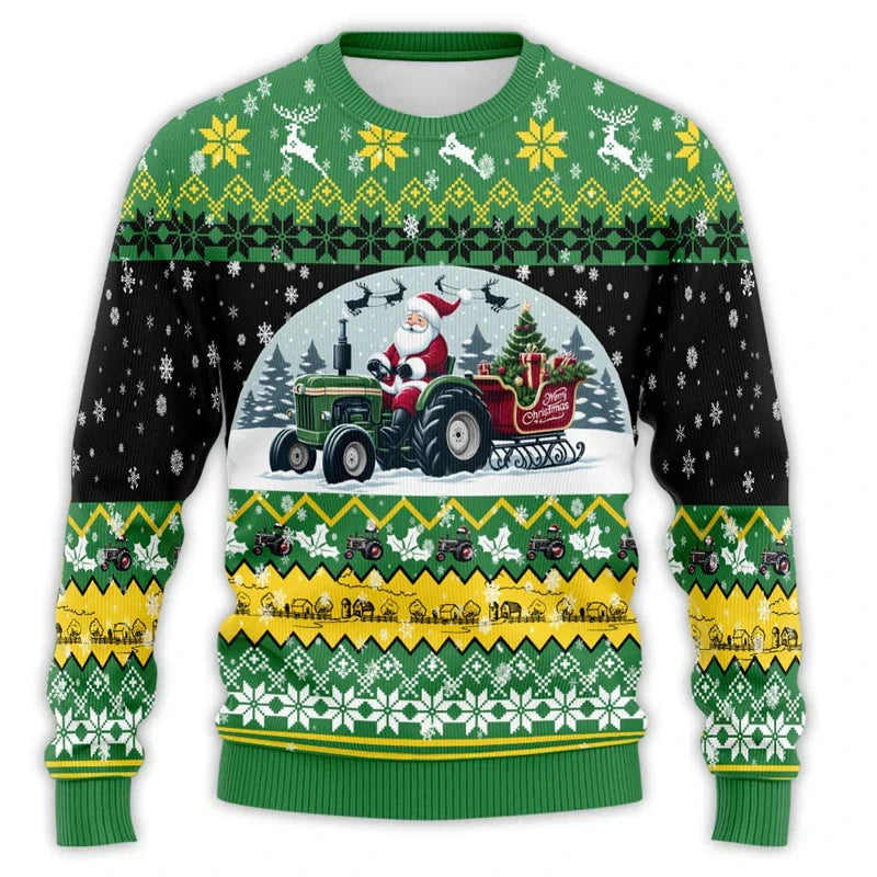 Mune | Christmas sweater with tractor print - Comfortable & festive men's cotton sweater