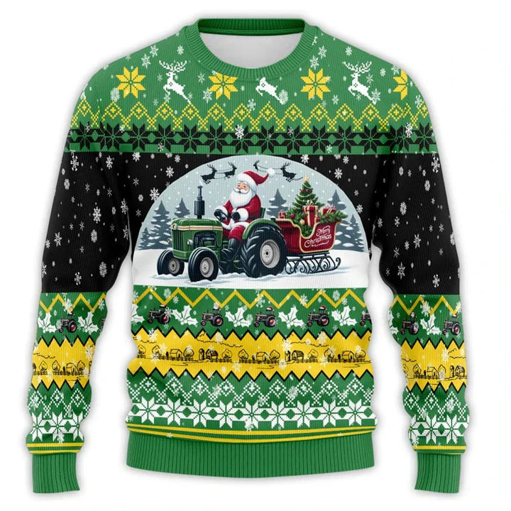Mune | Christmas sweater with tractor print - Comfortable & festive men's cotton sweater