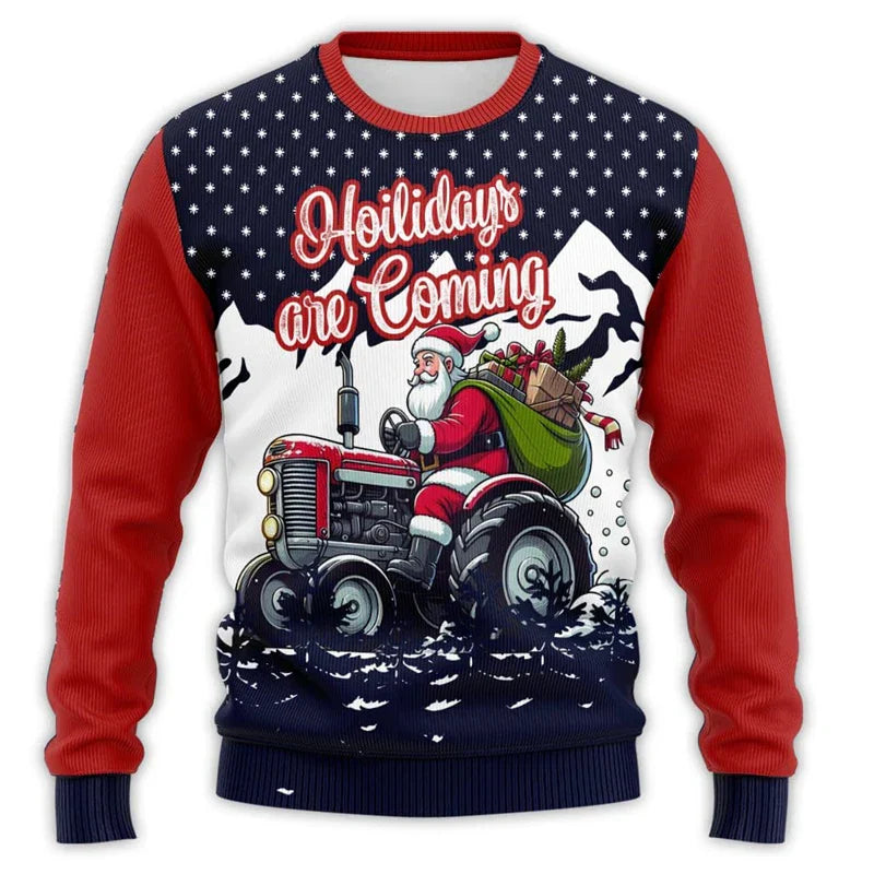 Mune | Christmas sweater with tractor print - Comfortable & festive men's cotton sweater