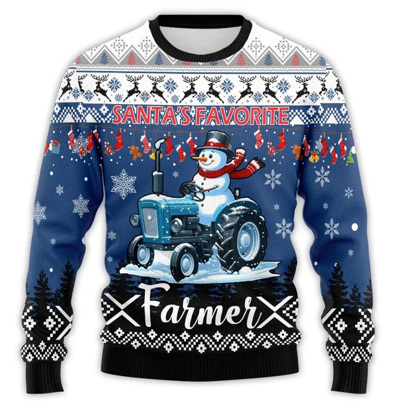 Mune | Christmas sweater with tractor print - Comfortable & festive men's cotton sweater