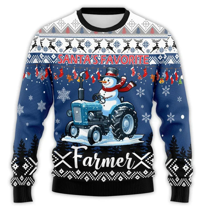 Mune | Christmas sweater with tractor print - Comfortable & festive men's cotton sweater