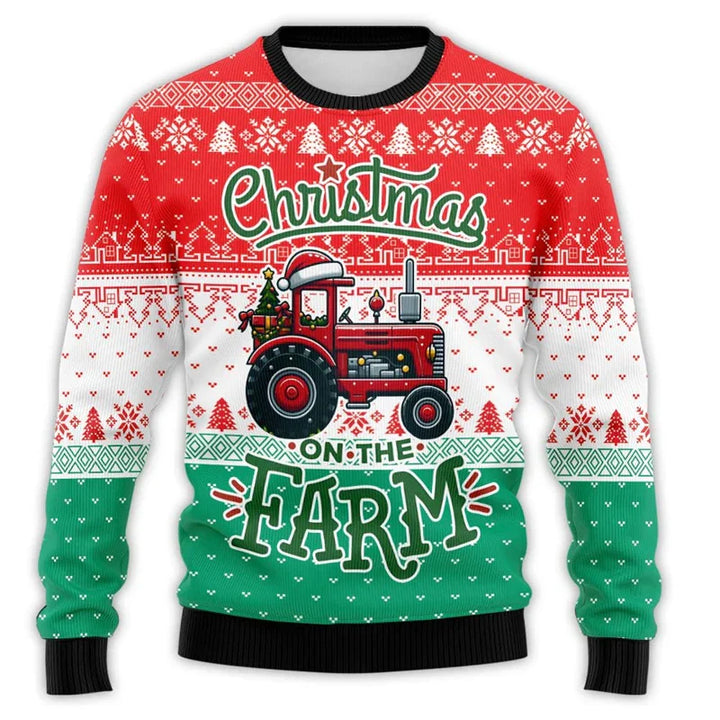 Mune | Christmas sweater with tractor print - Comfortable & festive men's cotton sweater