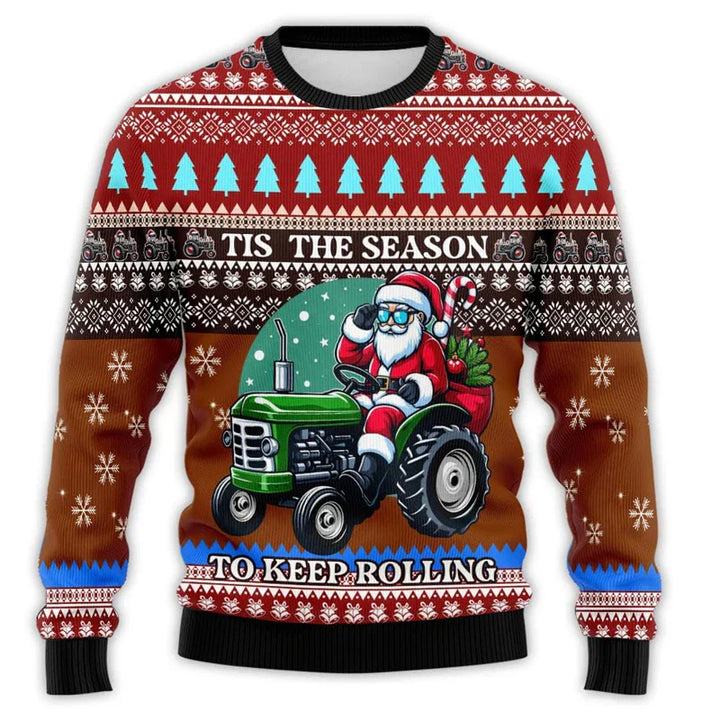 Mune | Christmas sweater with tractor print - Comfortable & festive men's cotton sweater