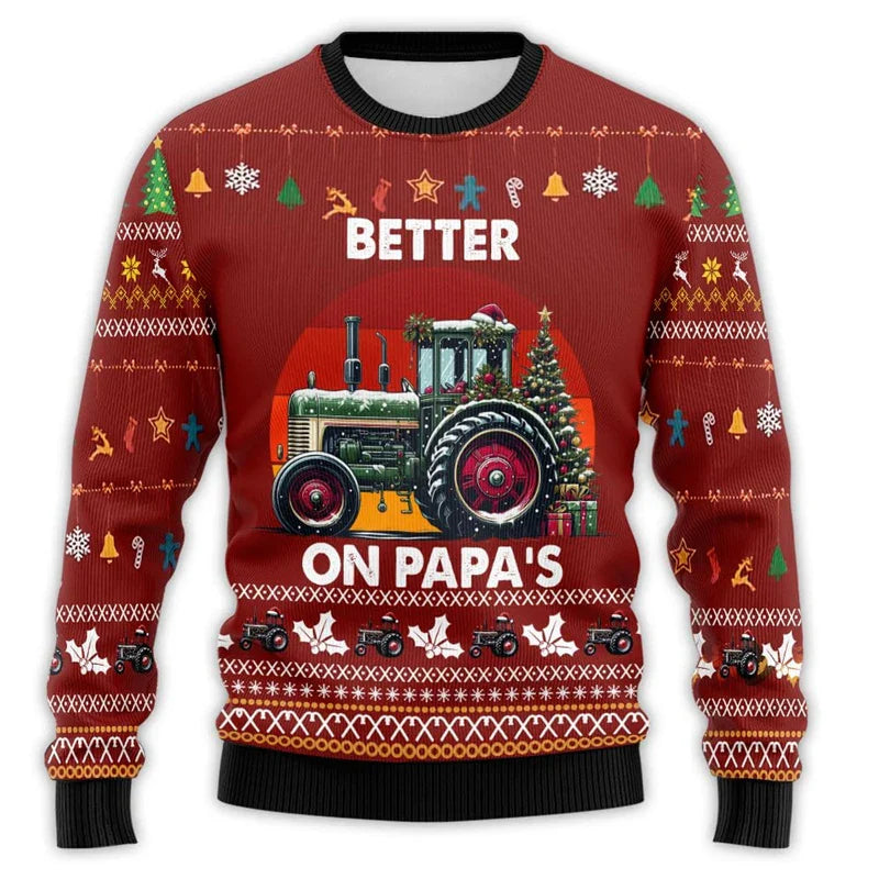 Mune | Christmas sweater with tractor print - Comfortable & festive men's cotton sweater
