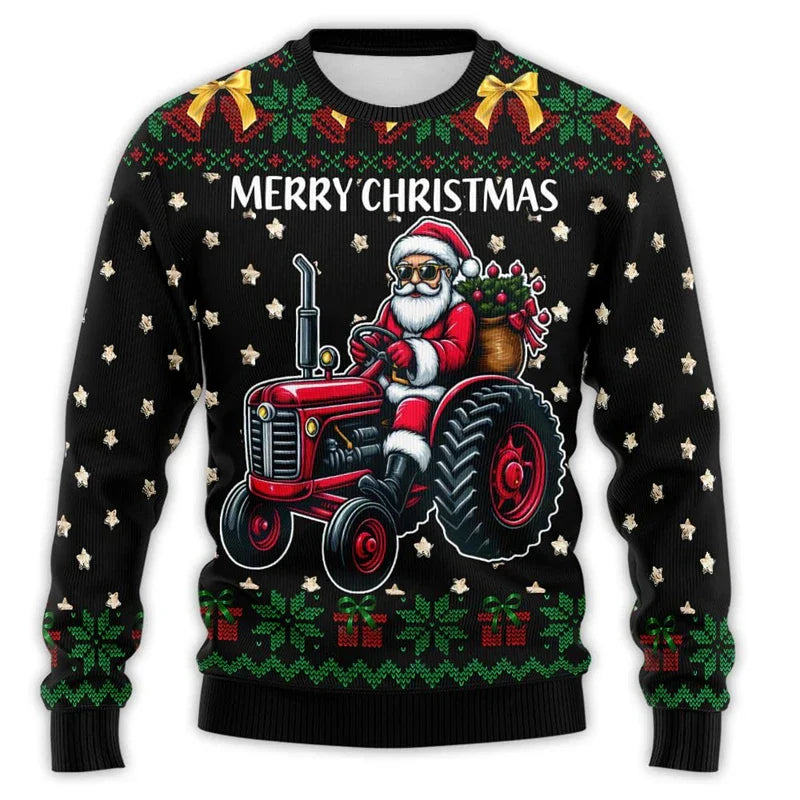 Mune | Christmas sweater with tractor print - Comfortable & festive men's cotton sweater