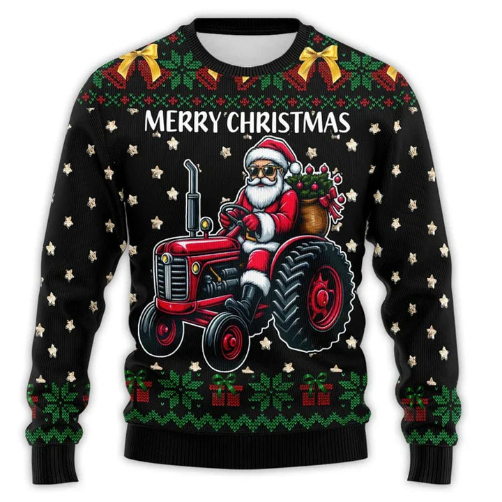 Mune | Christmas sweater with tractor print - Comfortable & festive men's cotton sweater