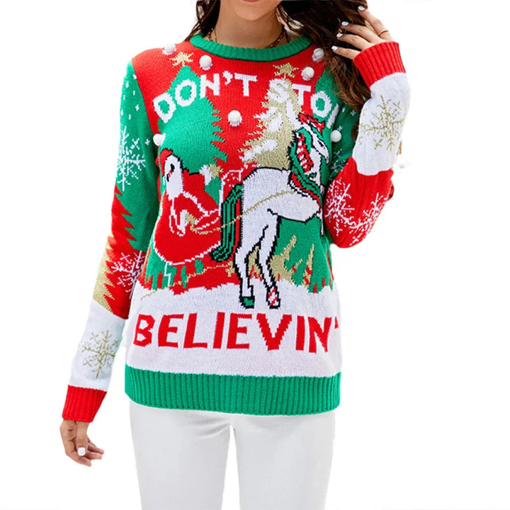 Mune | Fake Christmas Sweater Women Knitted Long Sleeves