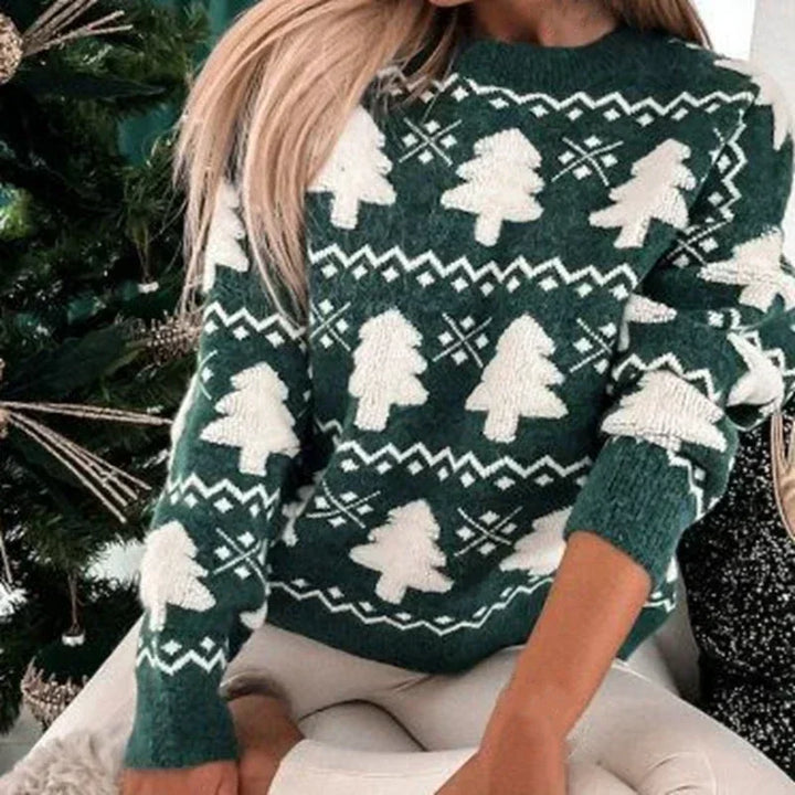 Mune | Sweater for women with 3D Santa print - Soft & warm knitted sweater for the holidays