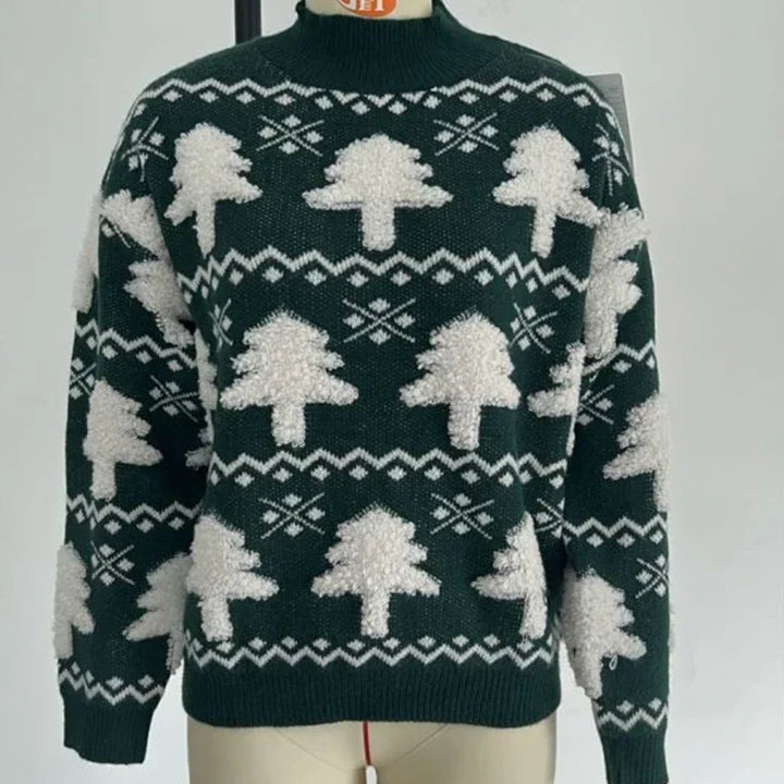 Mune | Sweater for women with 3D Santa print - Soft & warm knitted sweater for the holidays