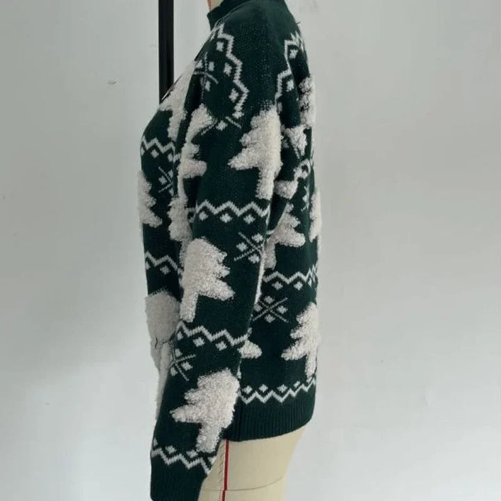 Mune | Sweater for women with 3D Santa print - Soft & warm knitted sweater for the holidays