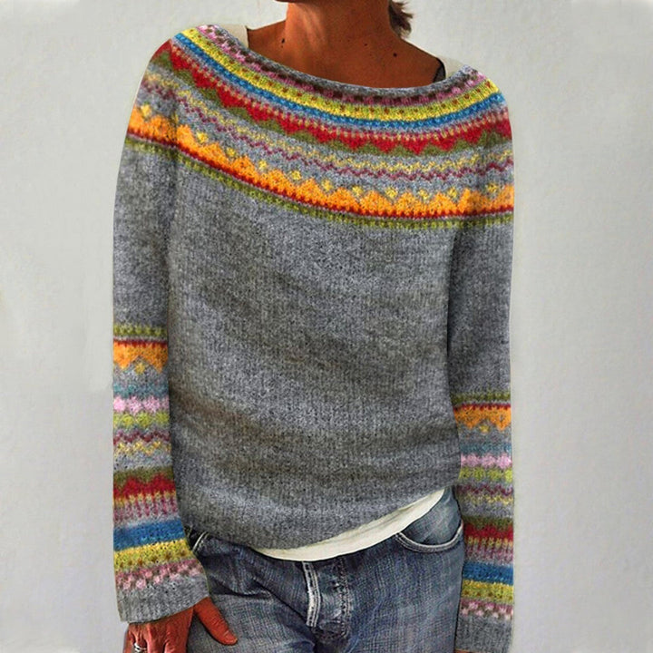 Mune | Women's Sweater with Round Neck Retro Style