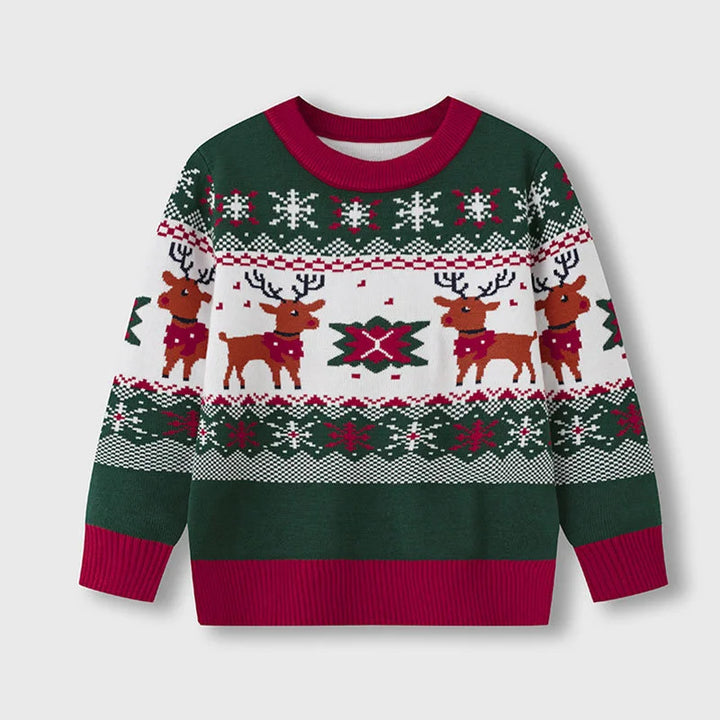 Mune | Kids pullover with deer print - Soft & warm knitted pullover for boys and girls