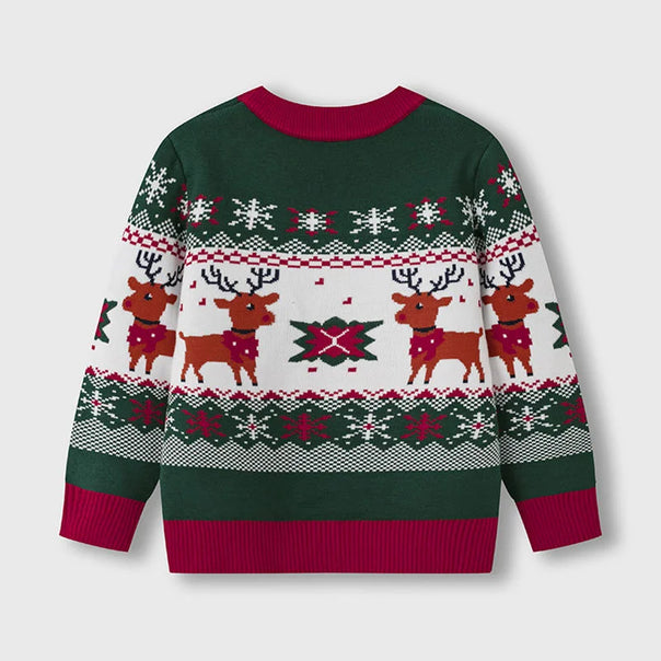 Mune | Kids pullover with deer print - Soft & warm knitted pullover for boys and girls