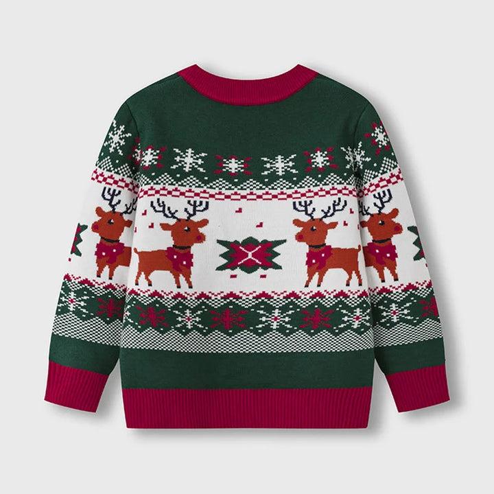 Mune | Kids pullover with deer print - Soft & warm knitted pullover for boys and girls