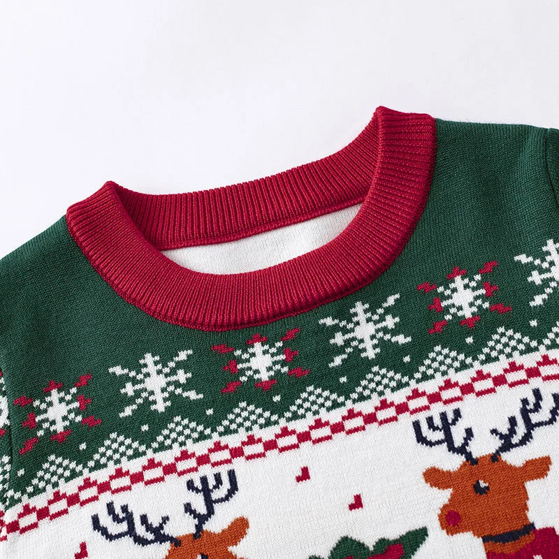 Mune | Kids pullover with deer print - Soft & warm knitted pullover for boys and girls