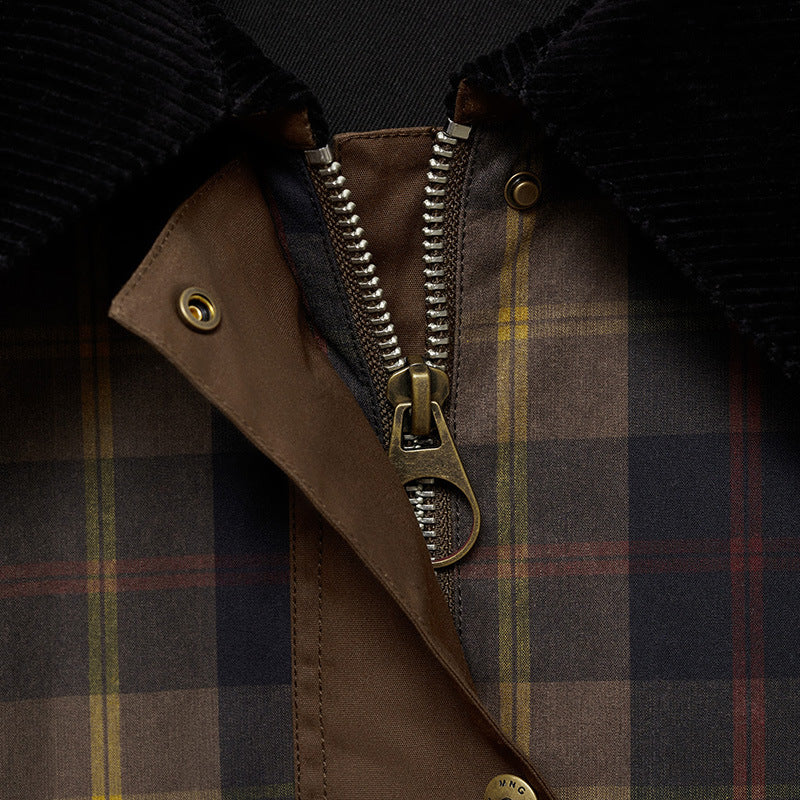 Mune | Women's Warm Checked Jacket with Soft Faux Fur Collar and Large Pockets