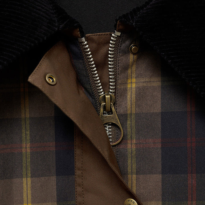 Mune | Women's Warm Checked Jacket with Soft Faux Fur Collar and Large Pockets