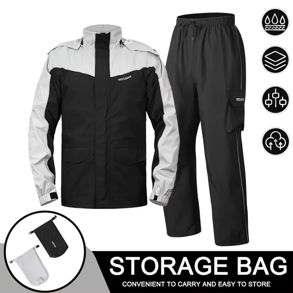 Mune | Men's Motorcycle Rain Jacket Waterproof - Reflective Black/Green S-2XL