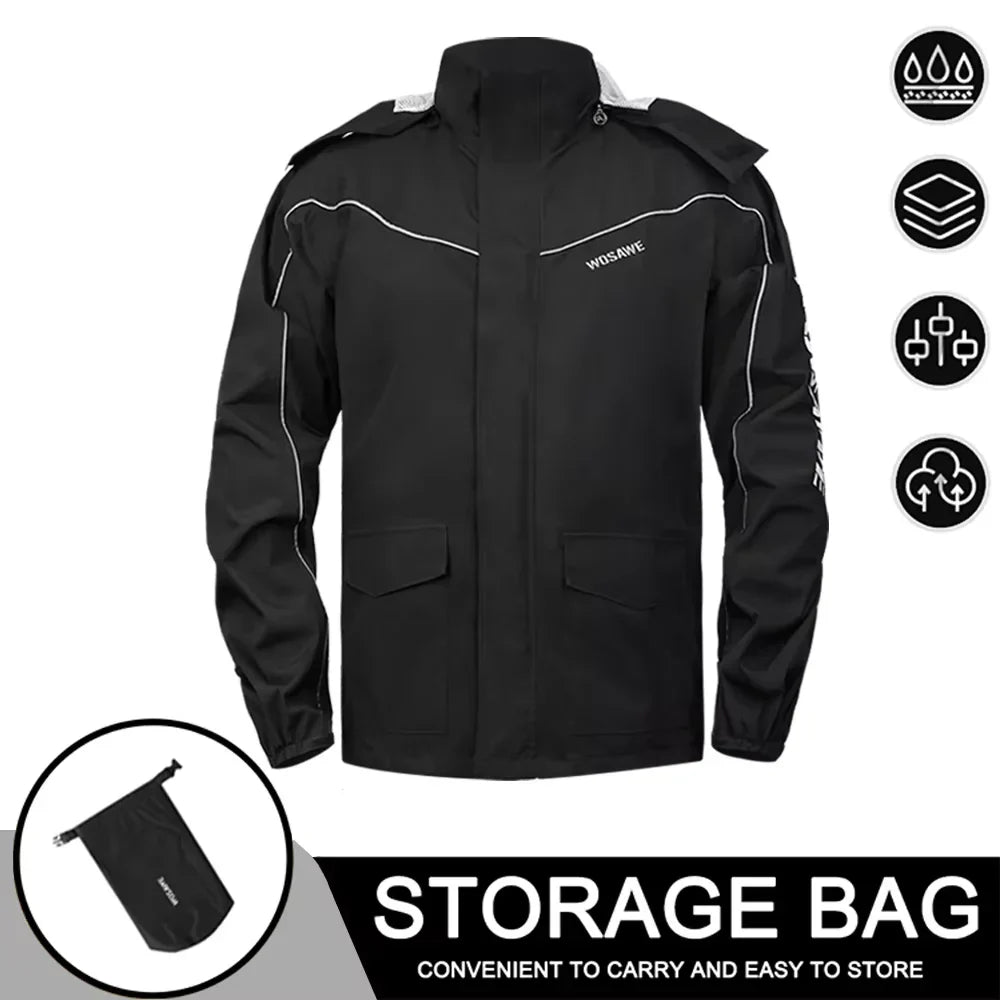 Mune | Men's Motorcycle Rain Jacket Waterproof - Reflective Black/Green S-2XL