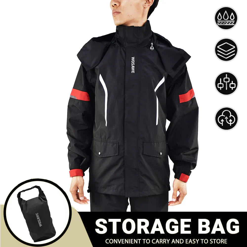 Mune | Men's Motorcycle Rain Jacket Waterproof - Reflective Black/Green S-2XL