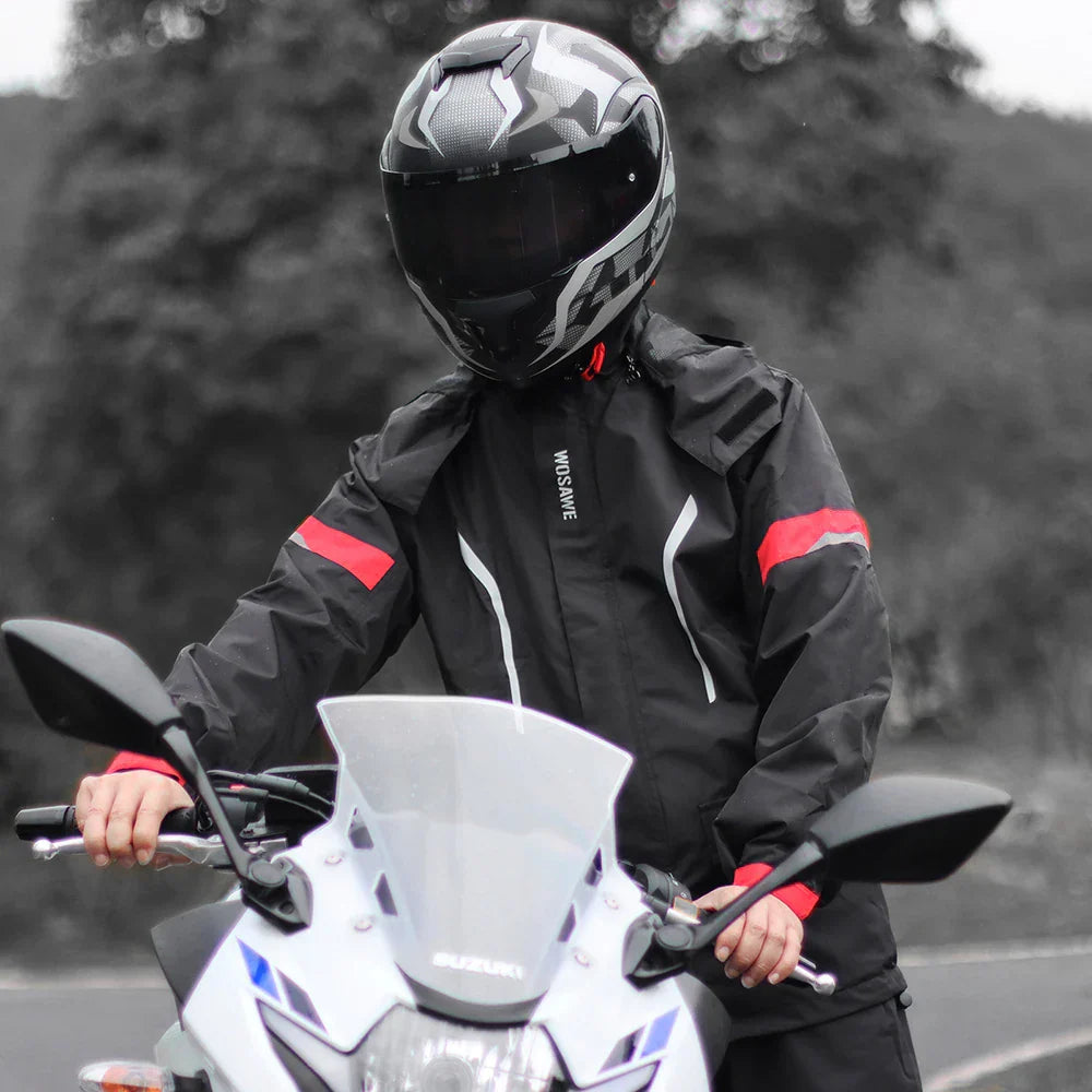 Mune | Men's Motorcycle Rain Jacket Waterproof - Reflective Black/Green S-2XL