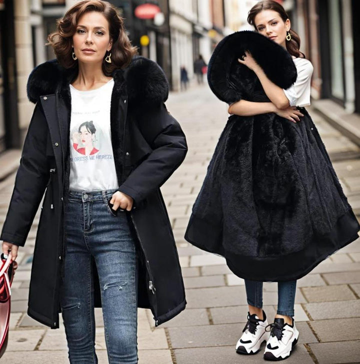 Mune | Water-repellent quilted coat with faux fur hood