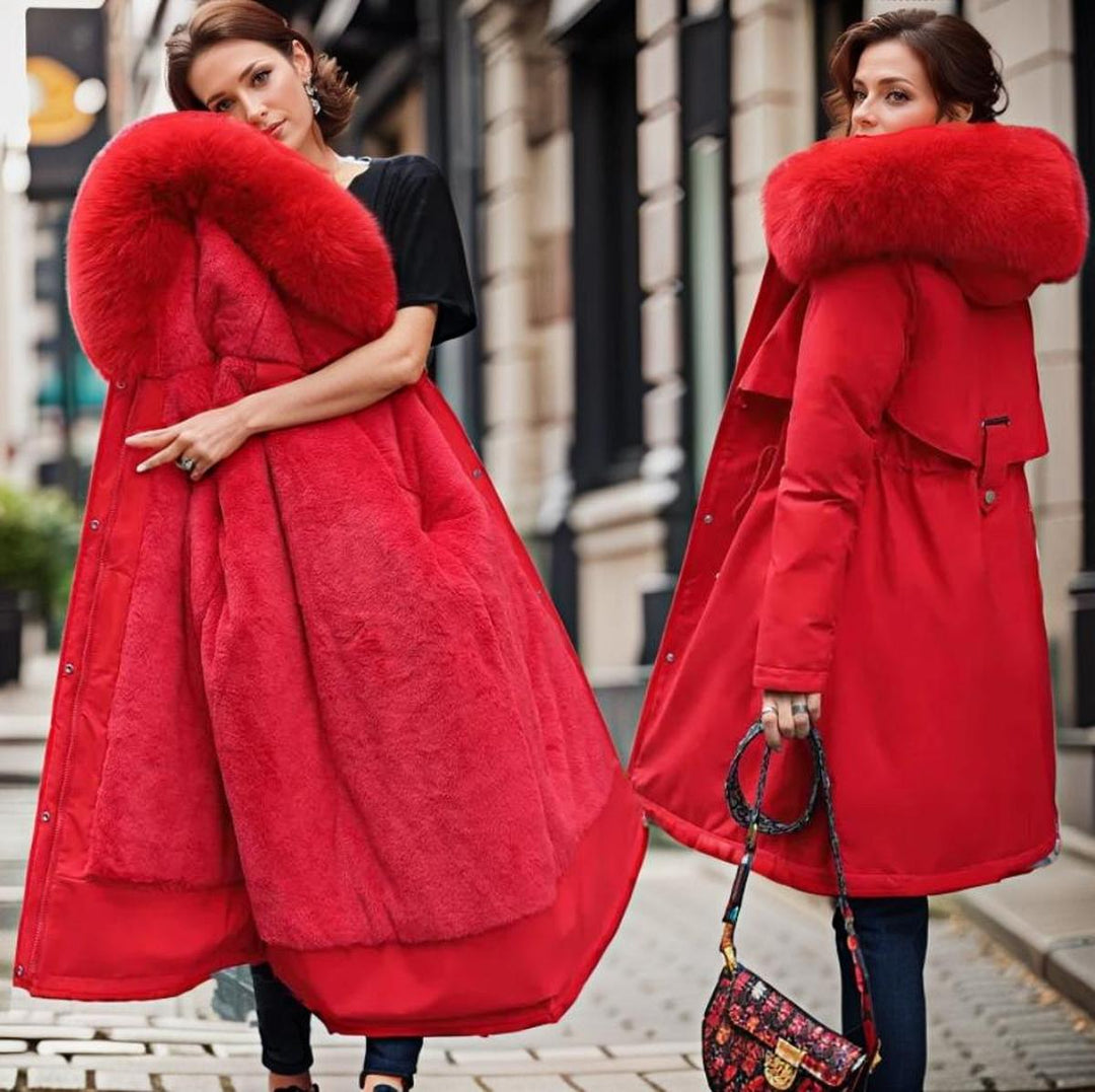 Mune | Water-repellent quilted coat with faux fur hood