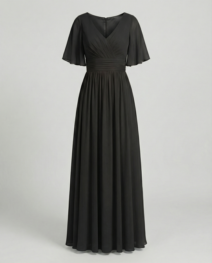 Mune Fashion | Dress Flowing V-Neck Chiffon Dress for Women