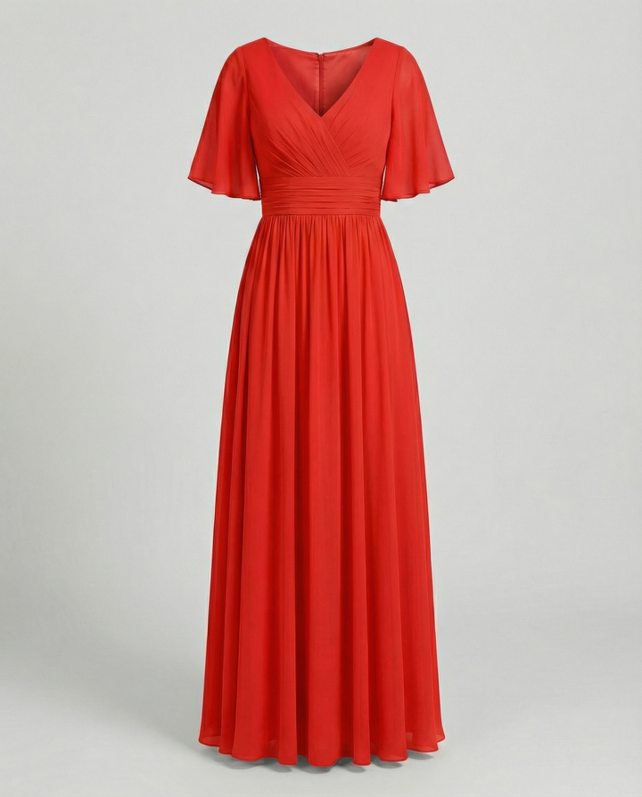 Mune Fashion | Dress Flowing V-Neck Chiffon Dress for Women