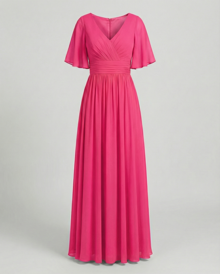 Mune Fashion | Dress Flowing V-Neck Chiffon Dress for Women