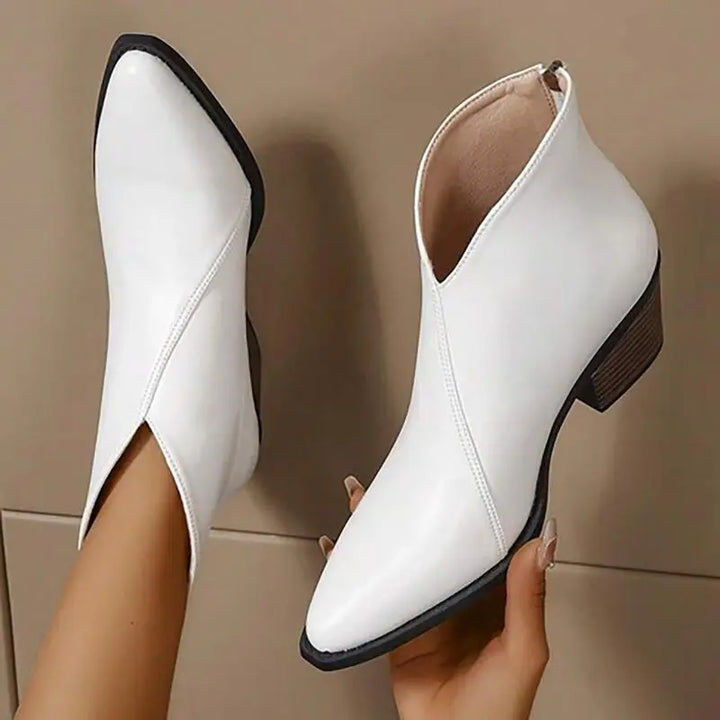 Women's leather ankle boots with pointed toe & platform heel | Mune Fashion