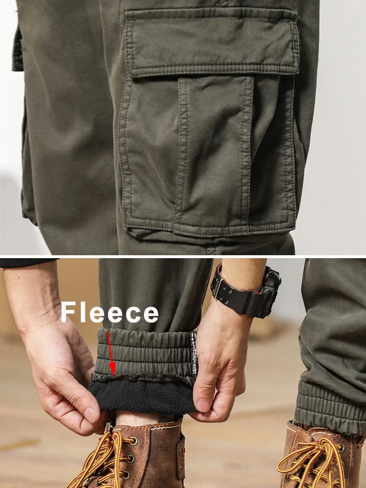 Mune | Winter Cargo Pants for Men with Fleece Lining - Slim Fit & Elastic Waistband