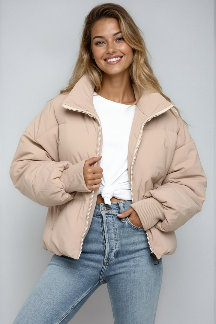 Mune | Women's Casual Short Padded Puffer Jacket with Zipper and Pockets