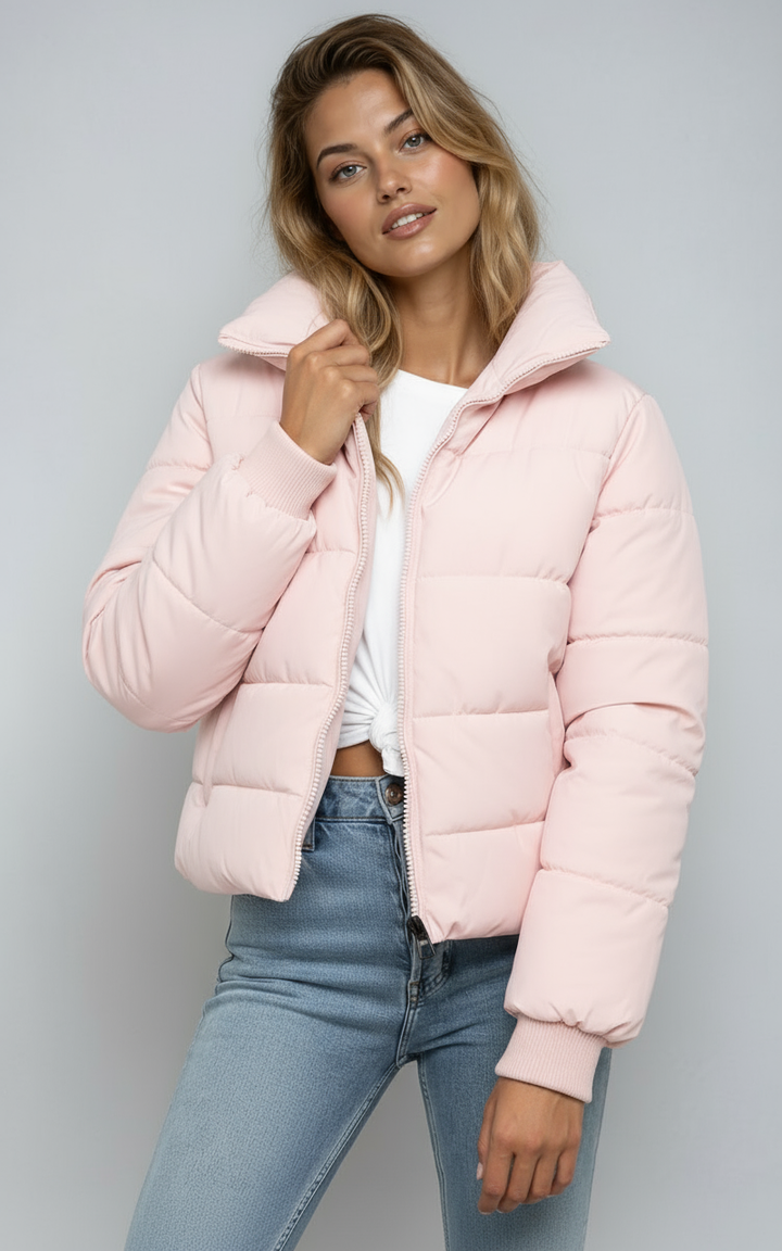 Mune | Women's Casual Short Padded Puffer Jacket with Zipper and Pockets