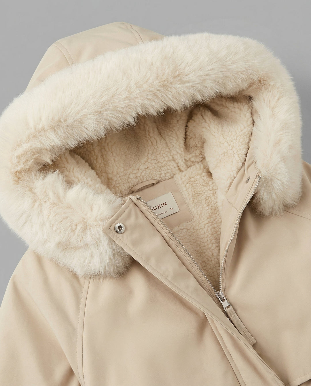 Warm fur winter jacket women