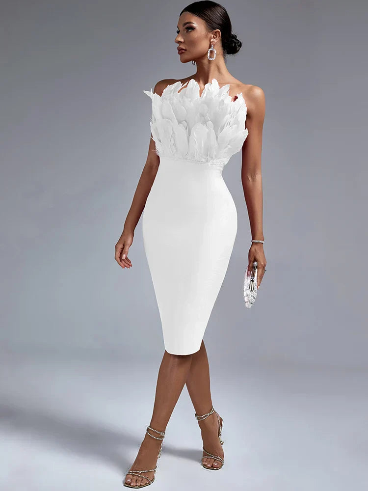 Mune | Feather Bandage Dress for Elegant Ladies