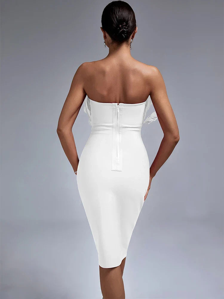 Mune | Dress with feather ribbon for stylish ladies