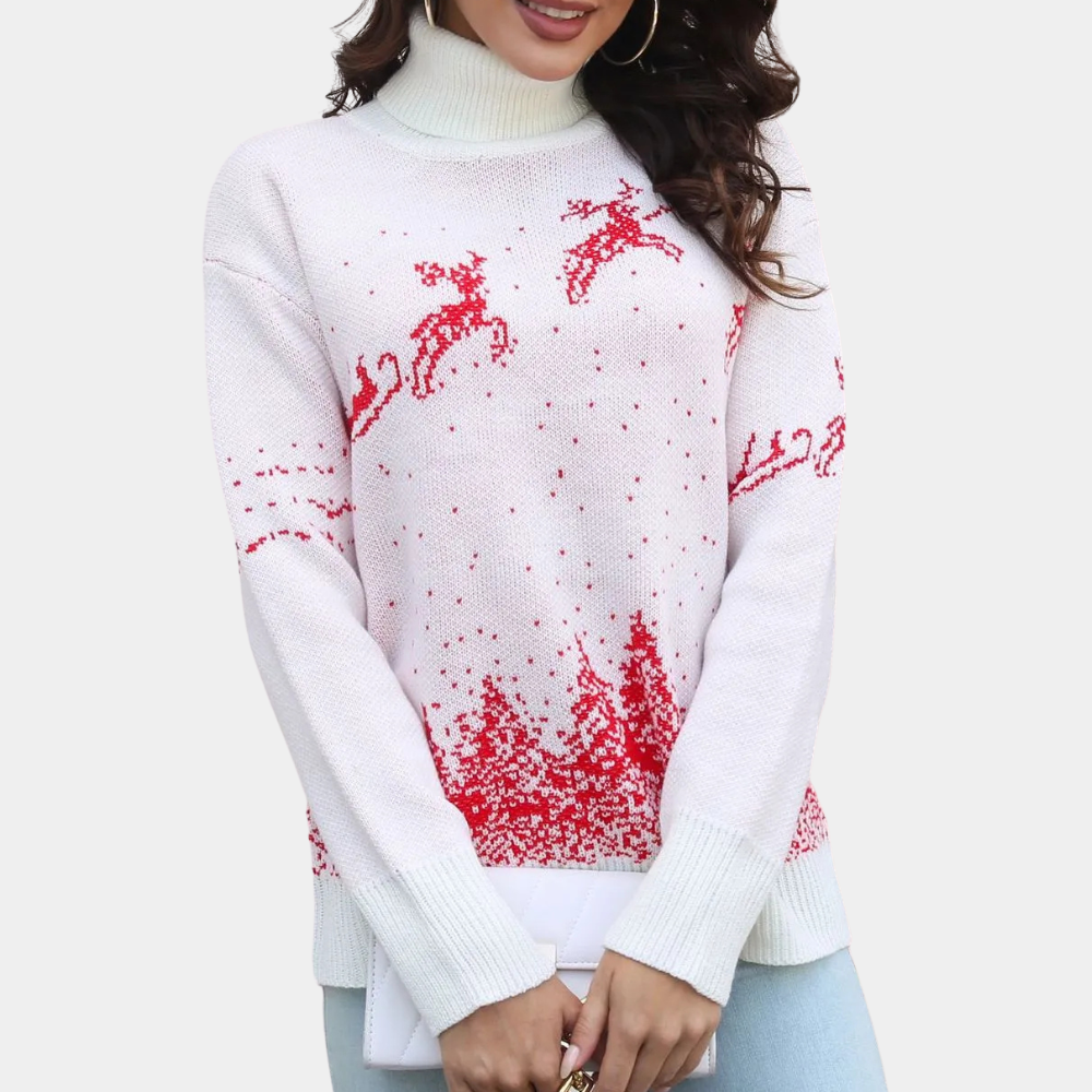 Mune | Christmas Sweater Women Knit Reindeer Print Sweater