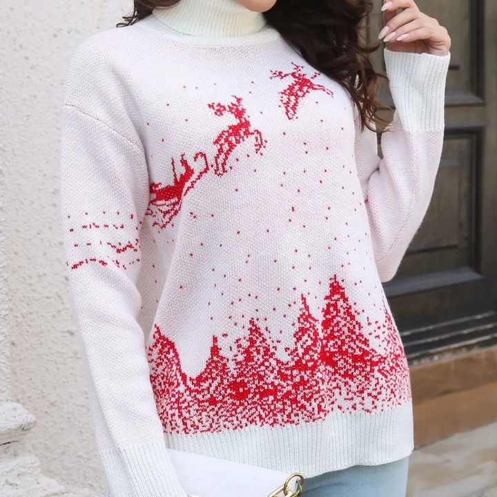 Mune | Christmas Sweater Women Knit Reindeer Print Sweater
