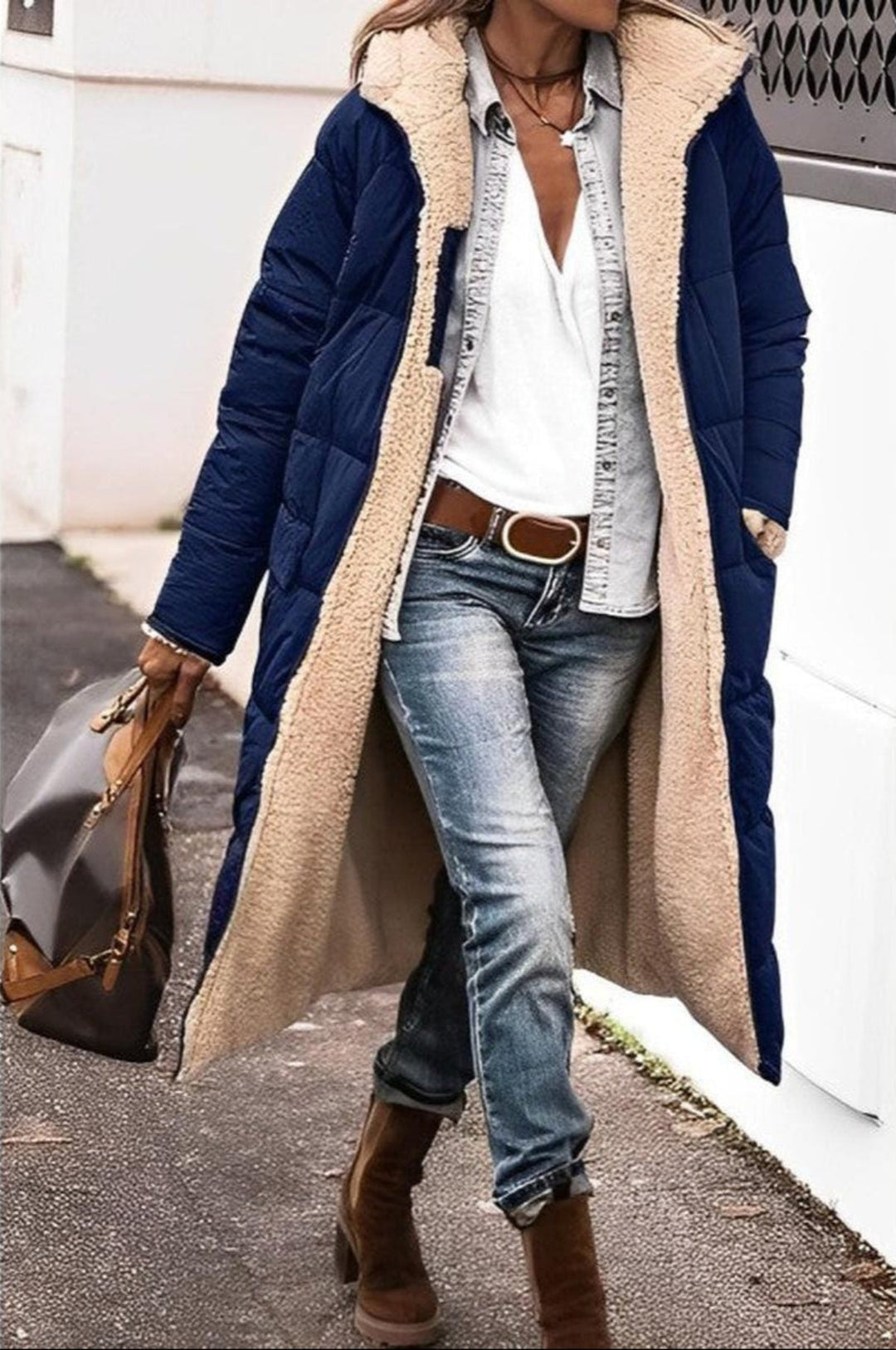 Mune | Women's Long Reversible Winter Jacket with Hood and Teddy Lining