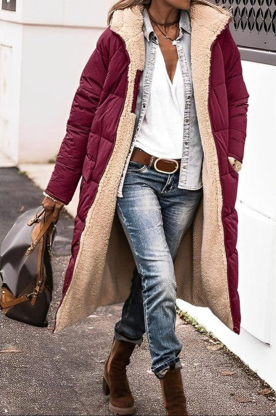 Mune | Women's Long Reversible Winter Jacket with Hood and Teddy Lining