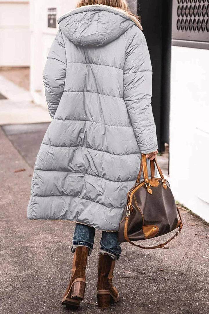 Mune | Women's Long Reversible Winter Jacket with Hood and Teddy Lining