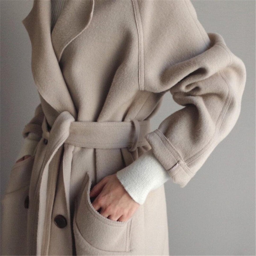 Mune | Women's Long Wool Blend Winter Coat with Belt