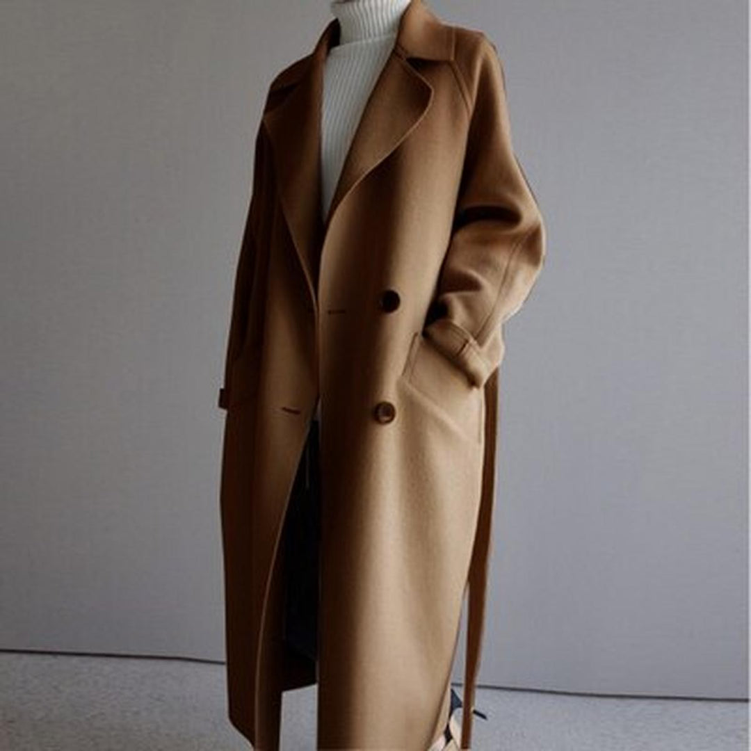 Mune | Women's Long Wool Blend Winter Coat with Belt