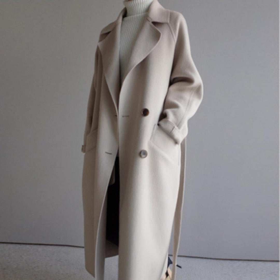 Mune | Women's Long Wool Blend Winter Coat with Belt
