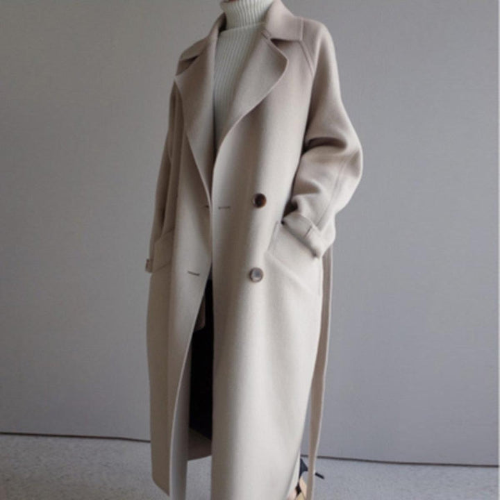 Mune | Women's Long Wool Blend Winter Coat with Belt