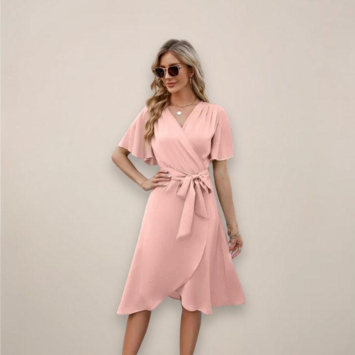 Women’s Midi Wrap Dress With Front Tie
